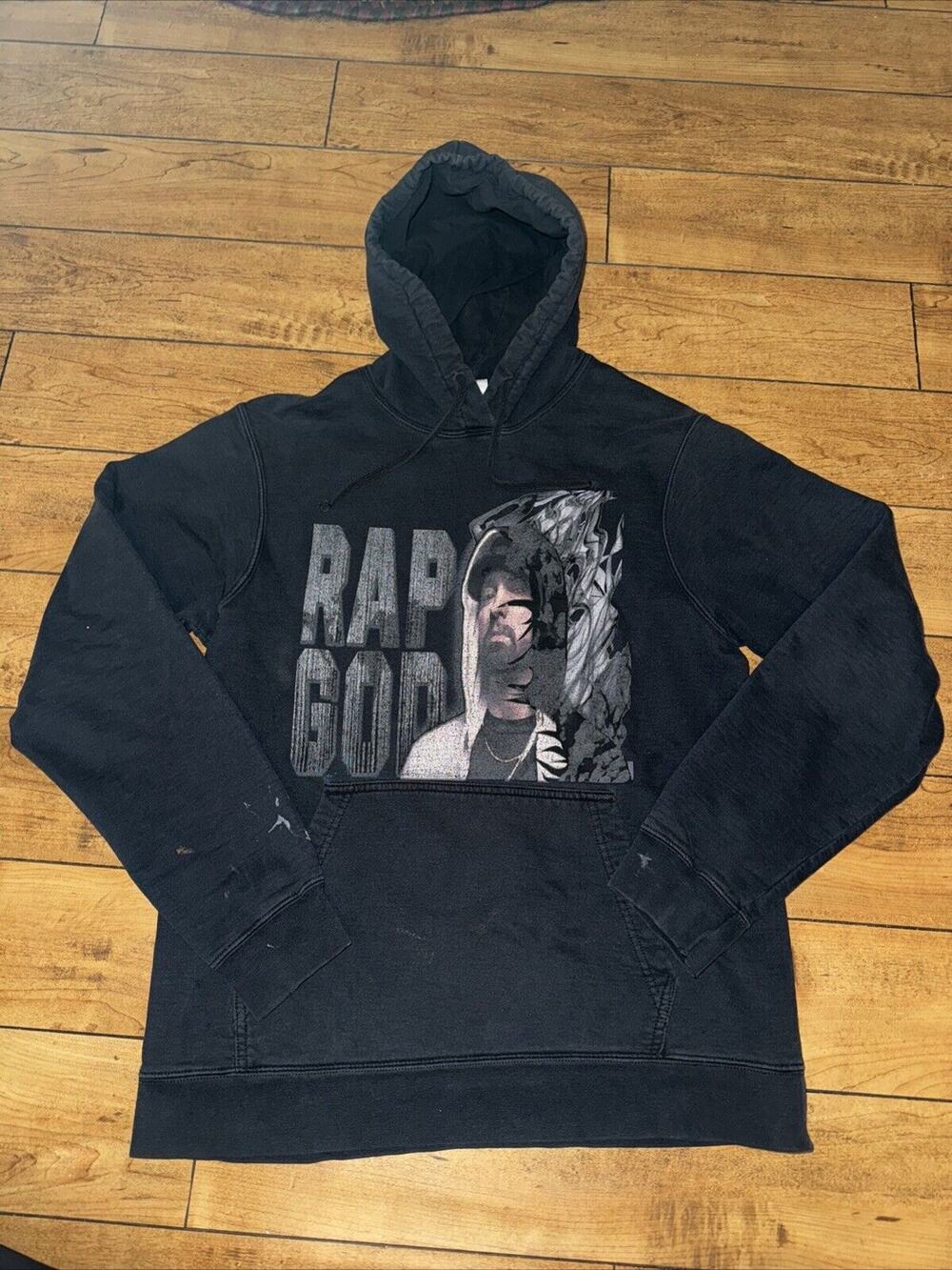 Eminem Rap God Hoodie Sweatshirt Black Medium 19x26